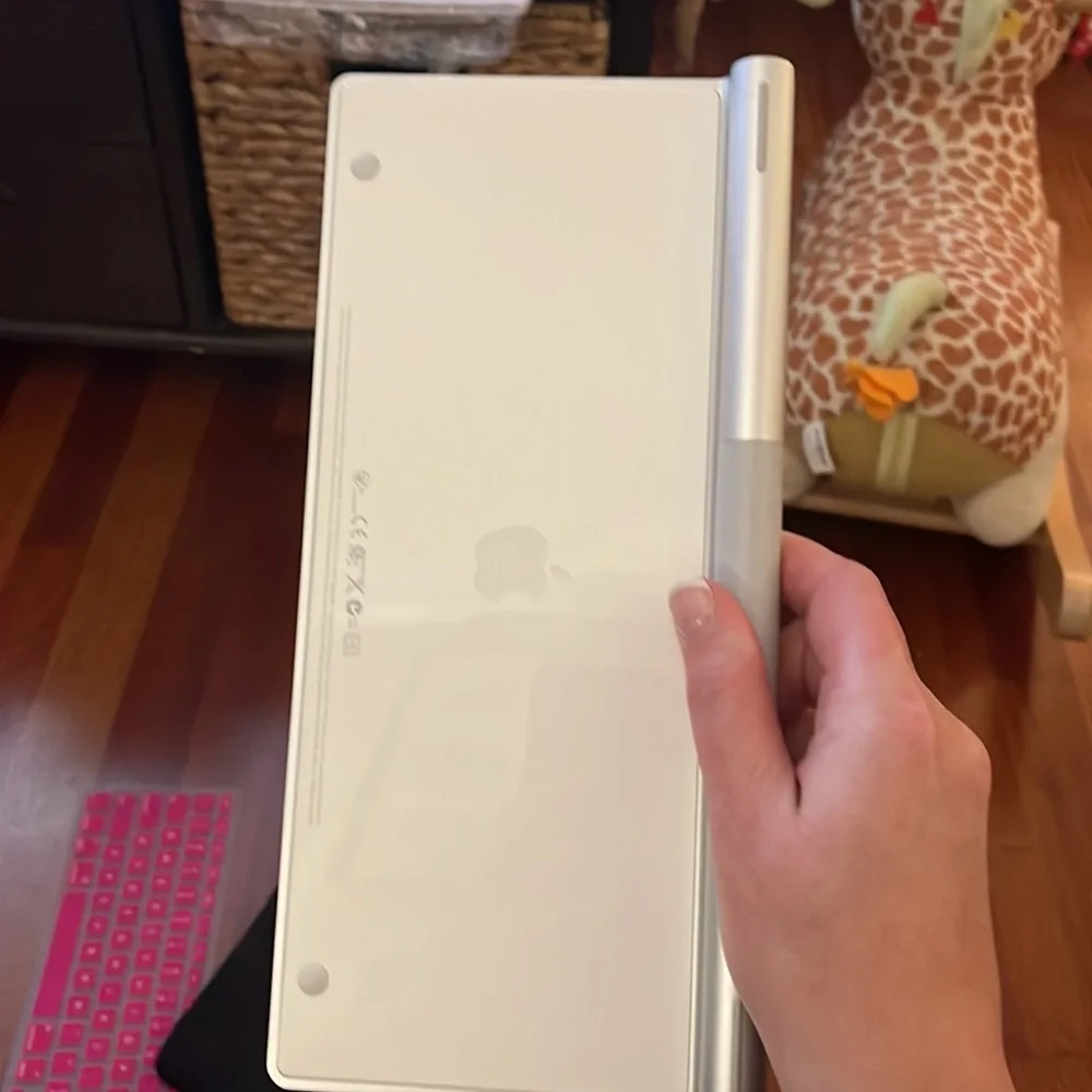 Apple wireless keyboard, case and dust cover for keyboard. Used for grad school.